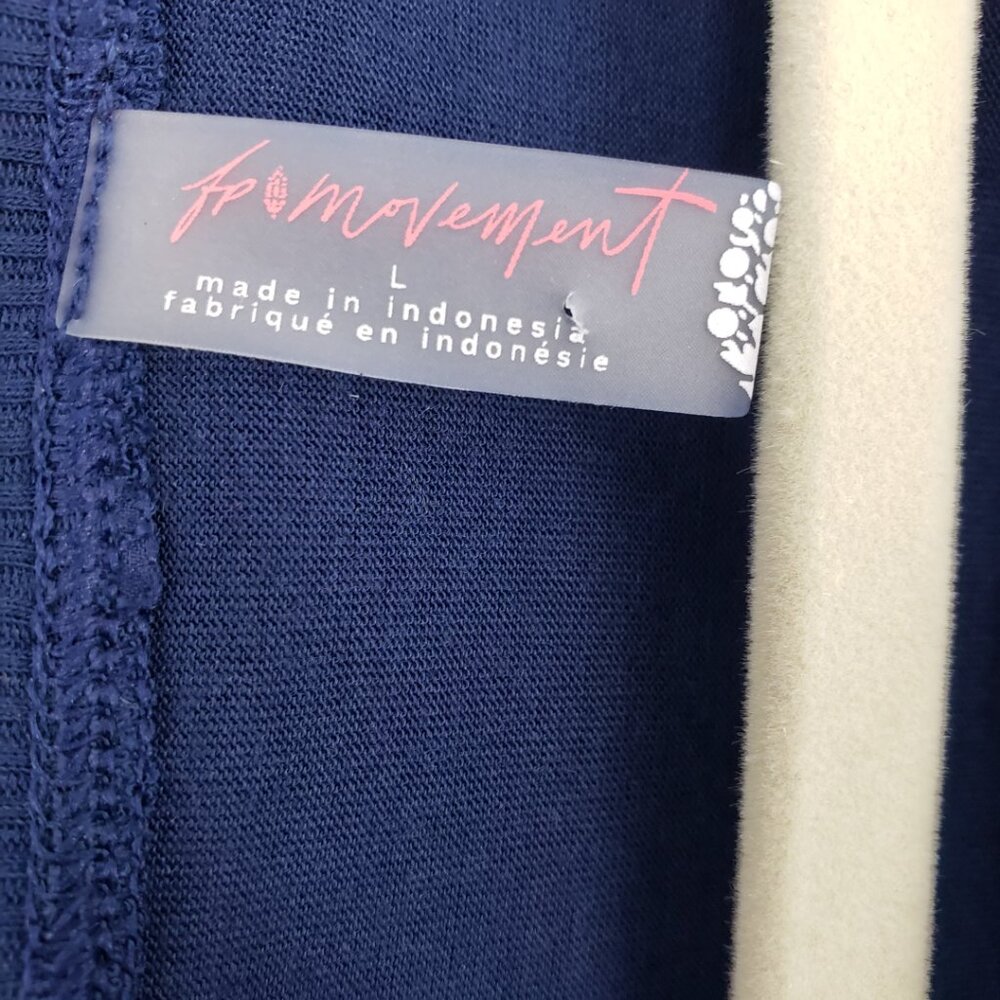 FP Movement by Free People Twice as Nice Henley Top L Long Sleeves Navy Blue - Picture 6 of 12